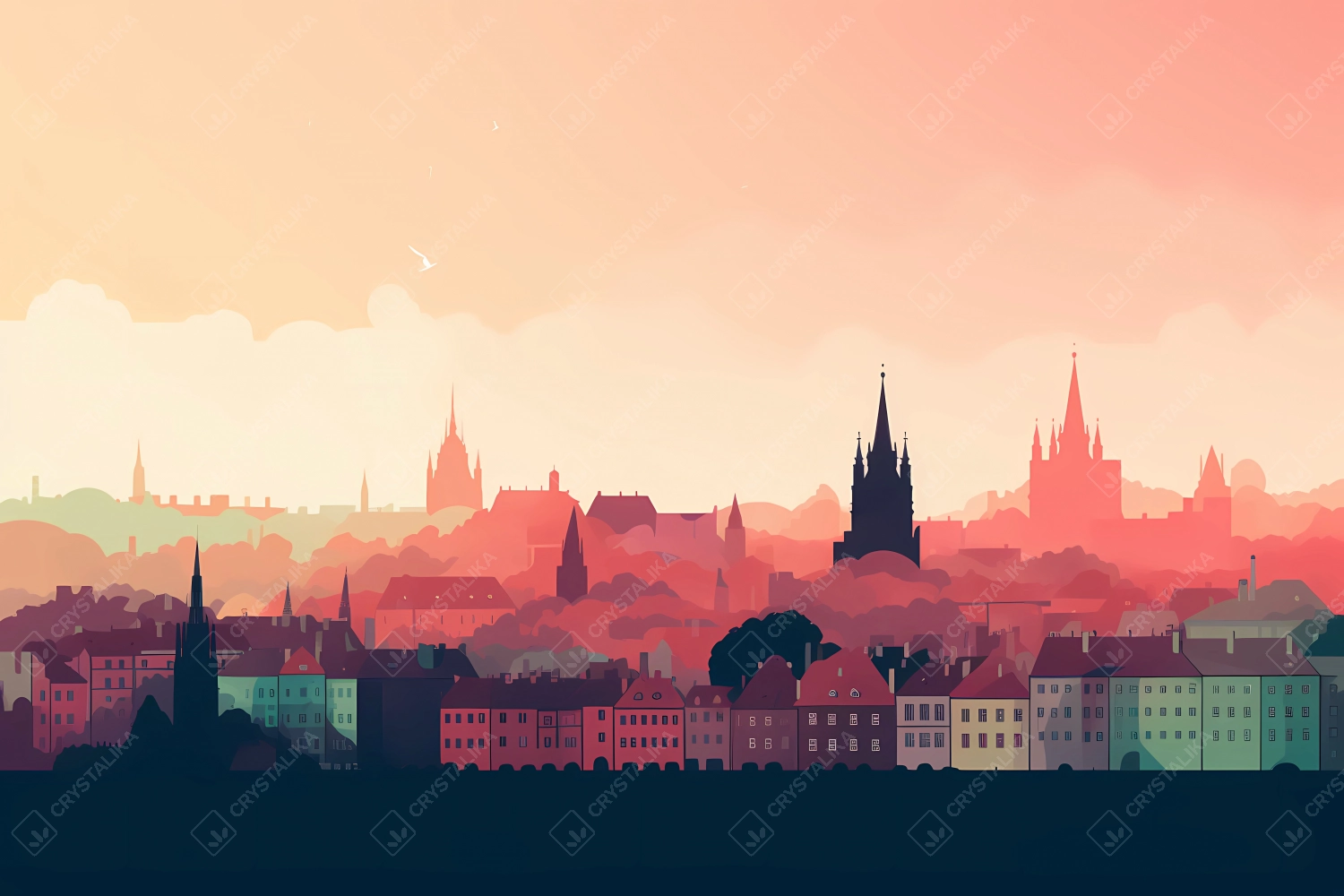 Minimalistic art depicting Czechia