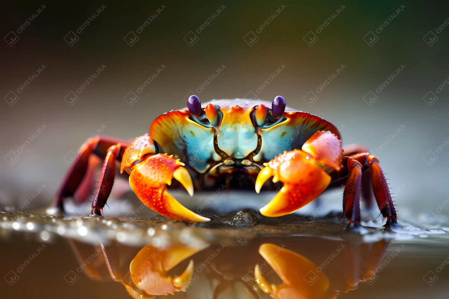 Macrophotography of a colorful crab