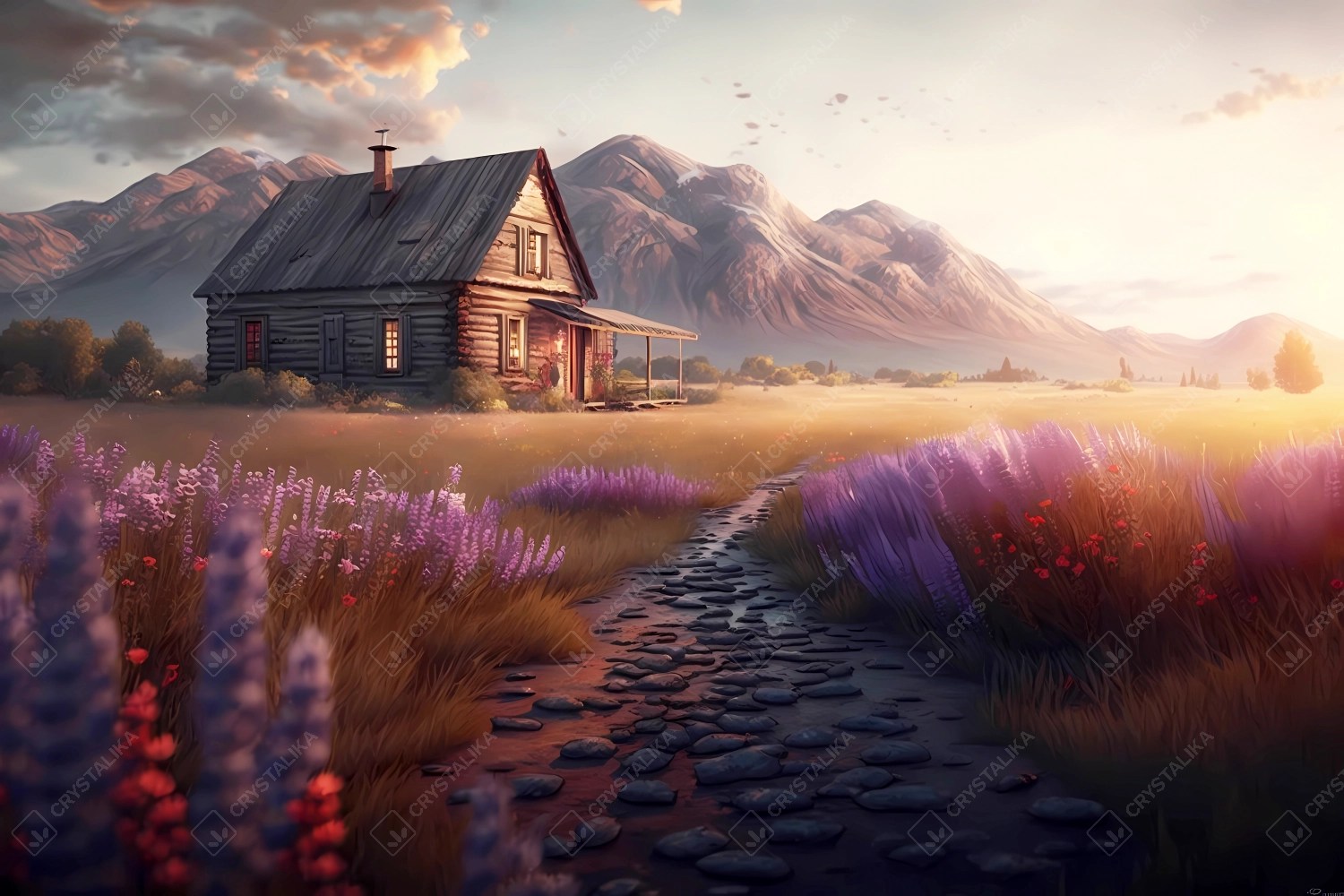 Abandoned cabin in the lavender field