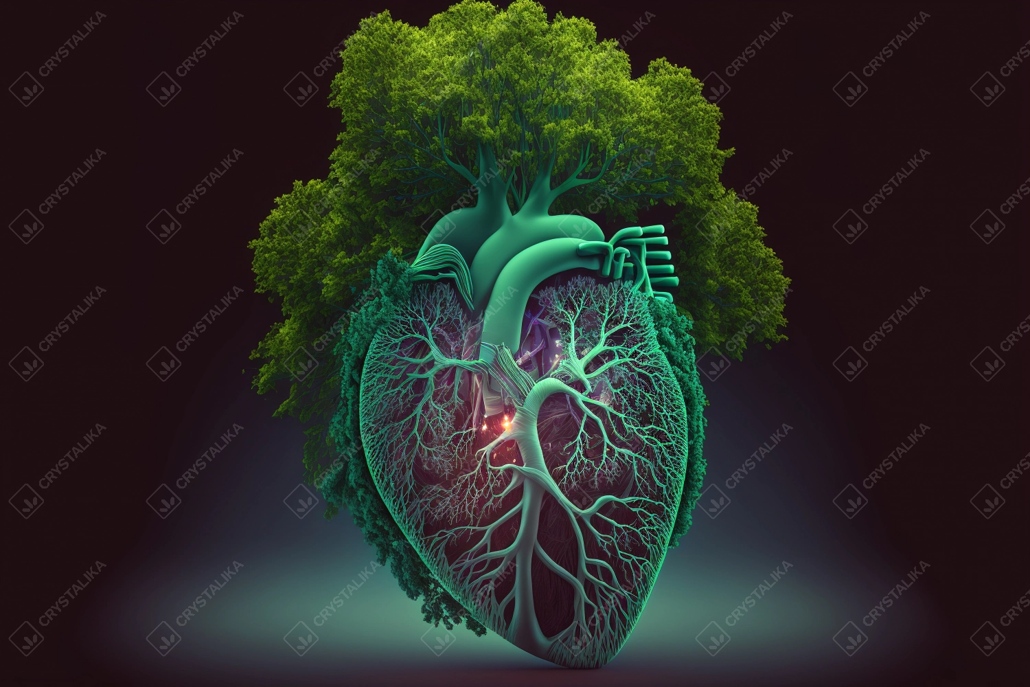 Tree growing out of a human heart