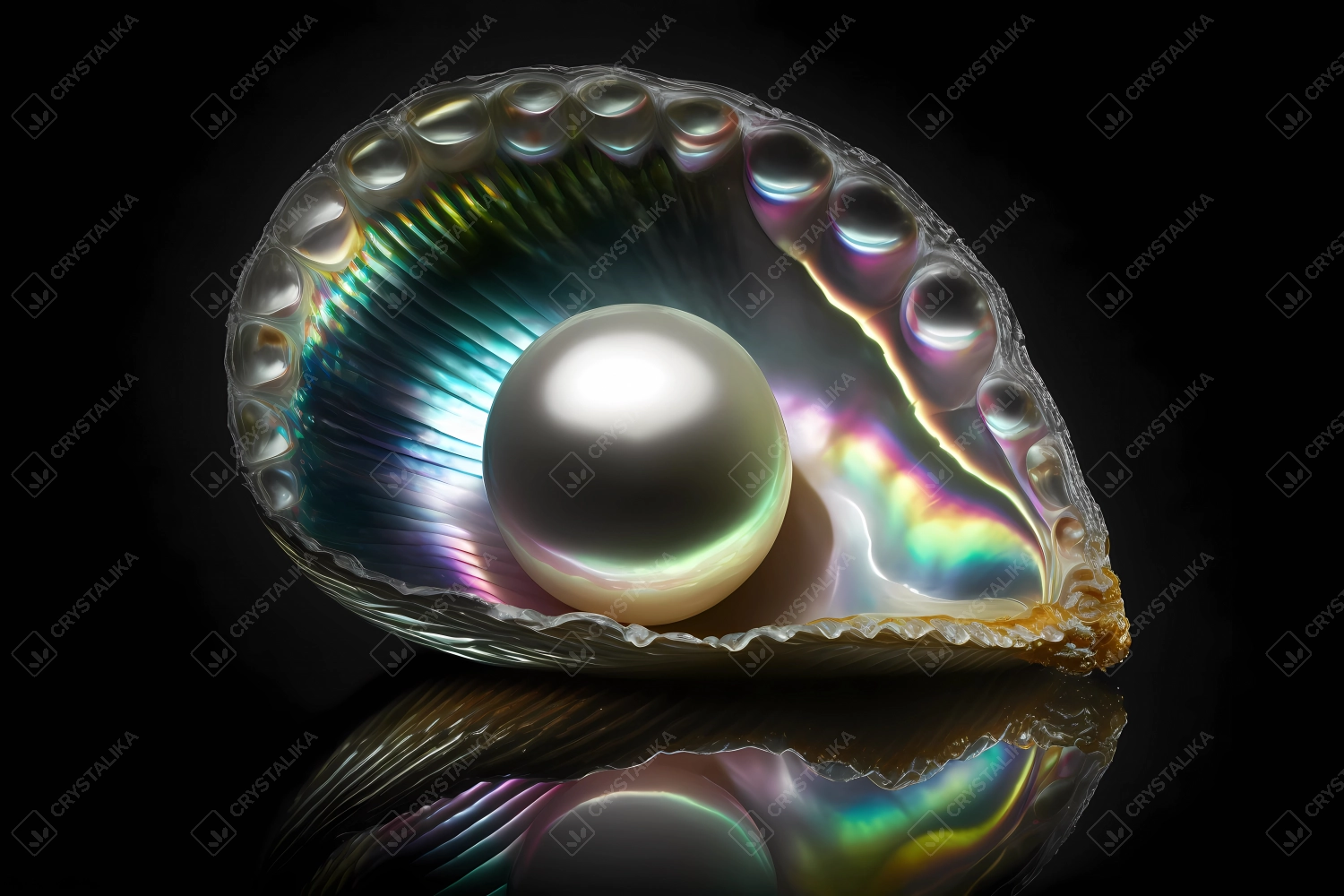 Macrophotography of a pearl on black background