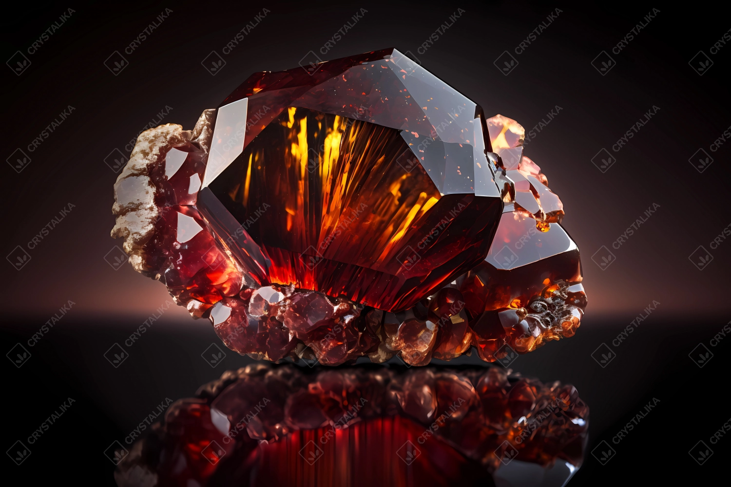 Macrophotography of garnet on black background