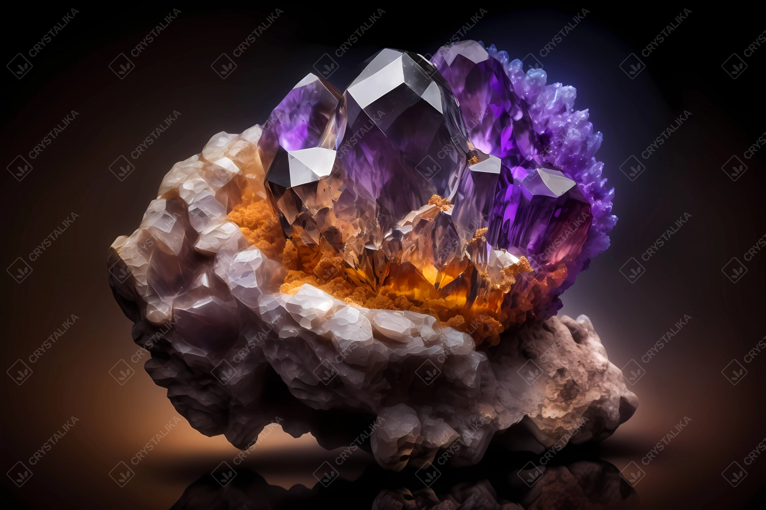 Macrophotography of amethyst on black background