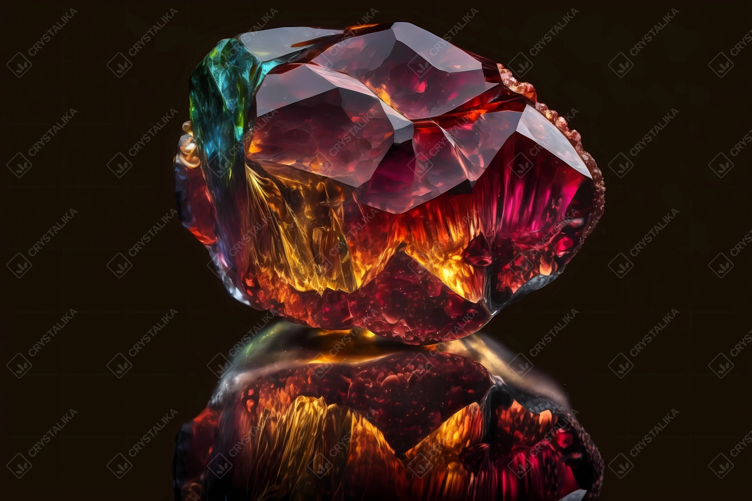 Macrophotography of garnet on black background