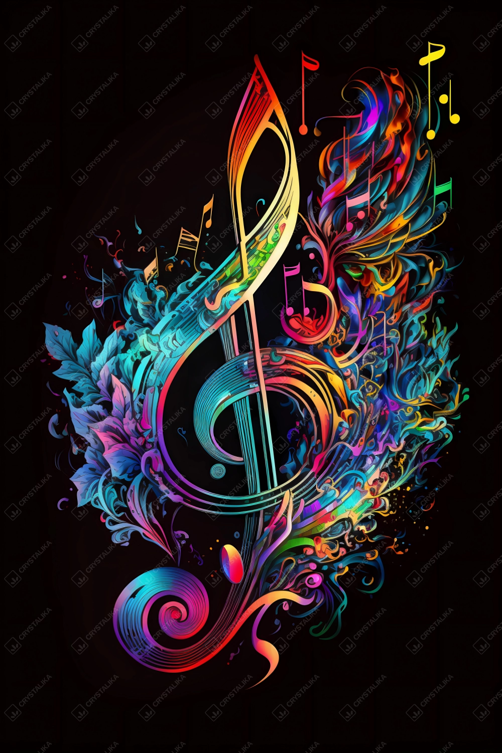 The abstract background with clef