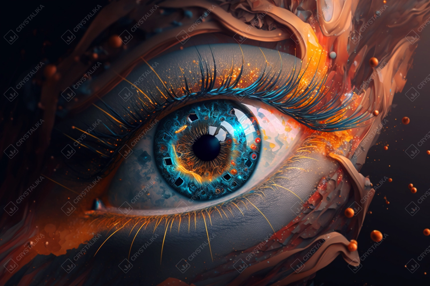 Closeup of a beautiful colorful human eye, abstract concept