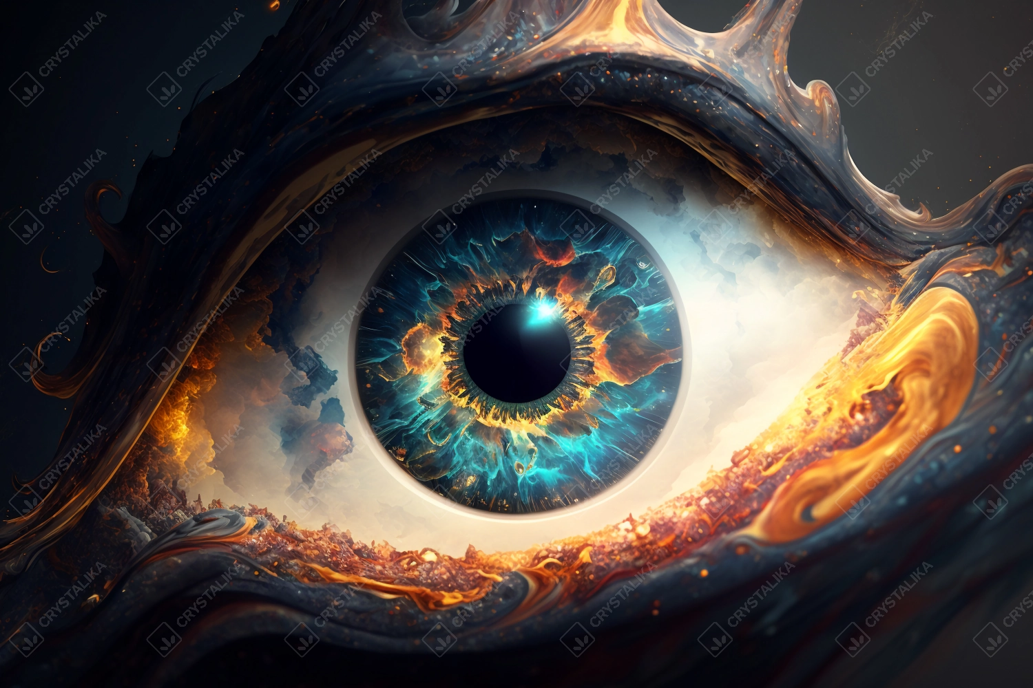 Closeup of a beautiful colorful human eye, abstract concept