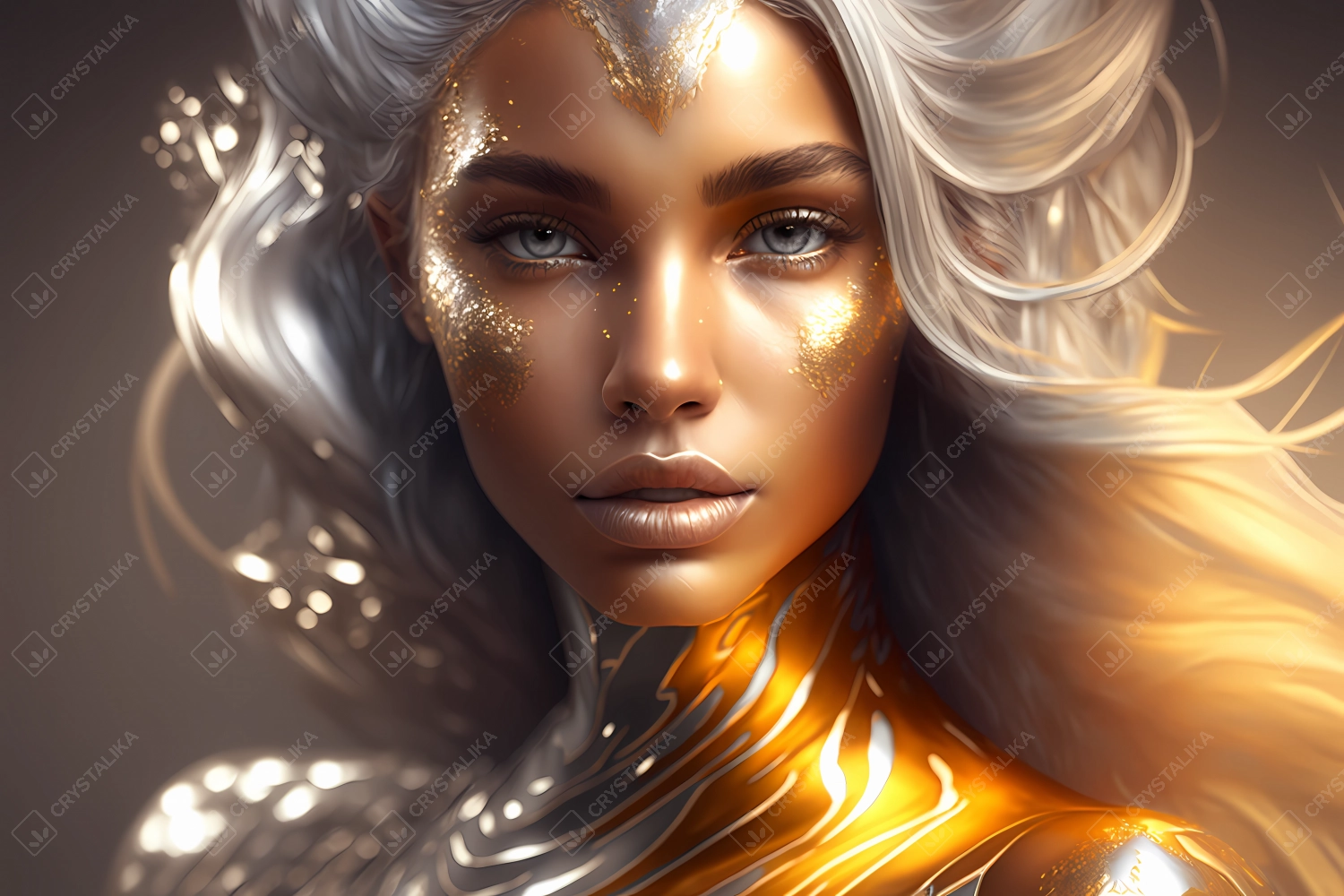 Portrait of a beautiful girl with golden skin