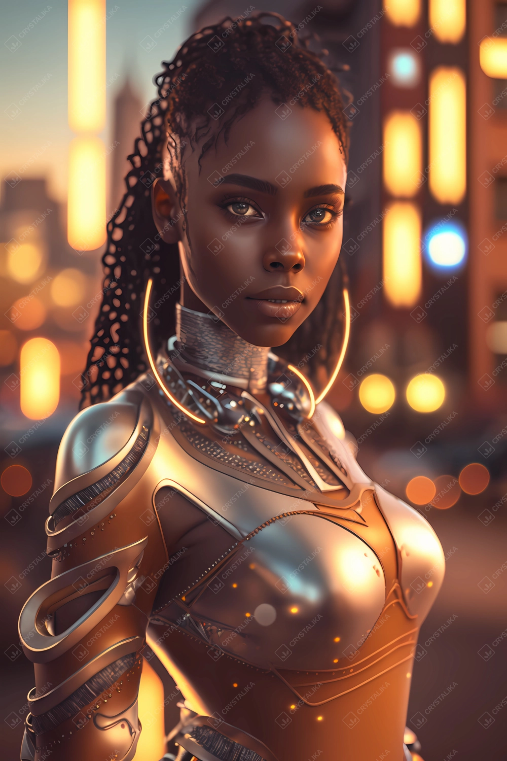 Attractive futuristic cyborg queen