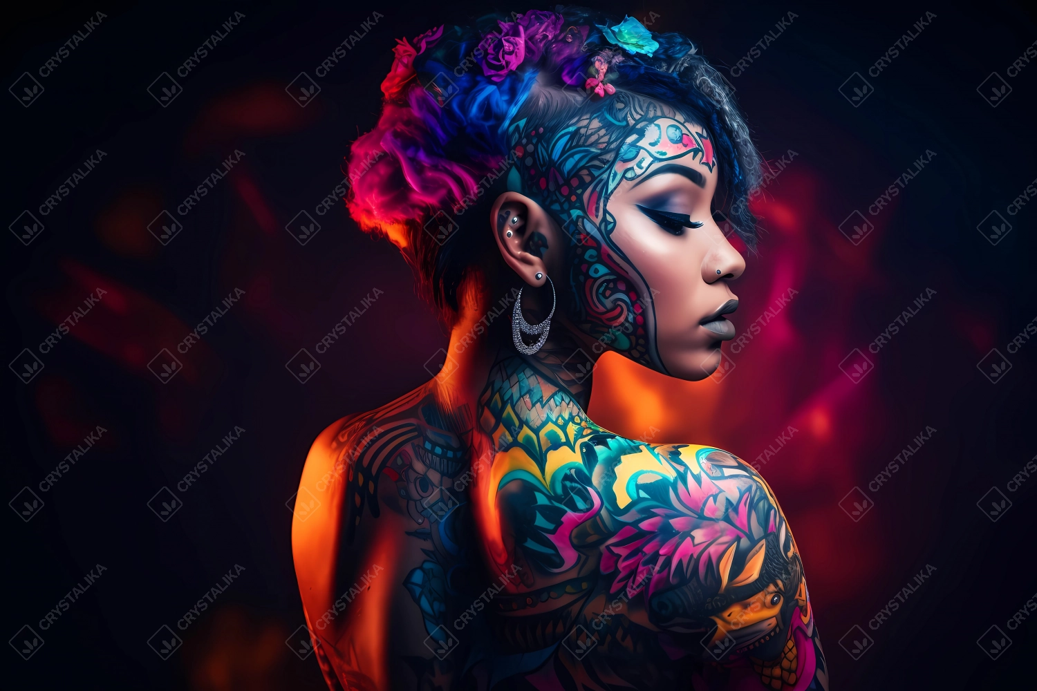 Portrait of gorgeous tattooed Latina model