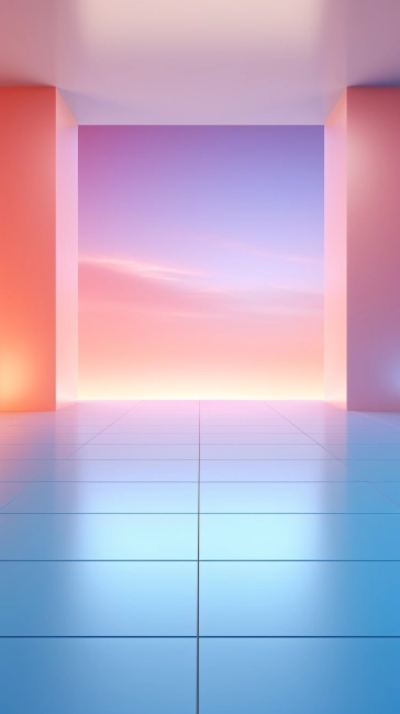 3d render of empty room with blue and pink wall and floor