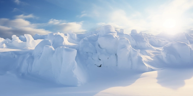 close-up of the ground covered with snow, falling snow, photorealistic