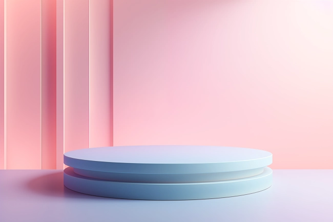 blurred background of a podium, pastel colours, plane spaces, 3D, unlighted