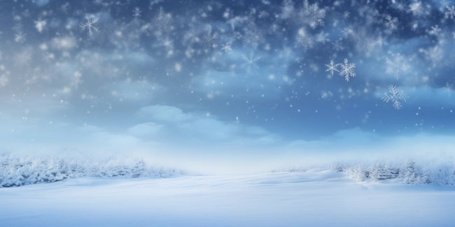 Winter view and background with snowflakes