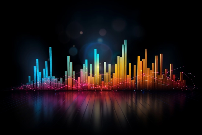 Colorful business growth graphs and investment progress