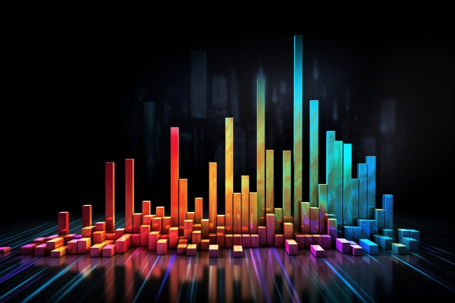 Colorful business growth graphs and investment progress