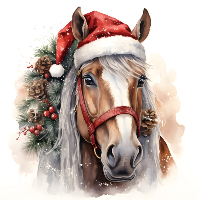 Festive Christmas Horse Portrait
