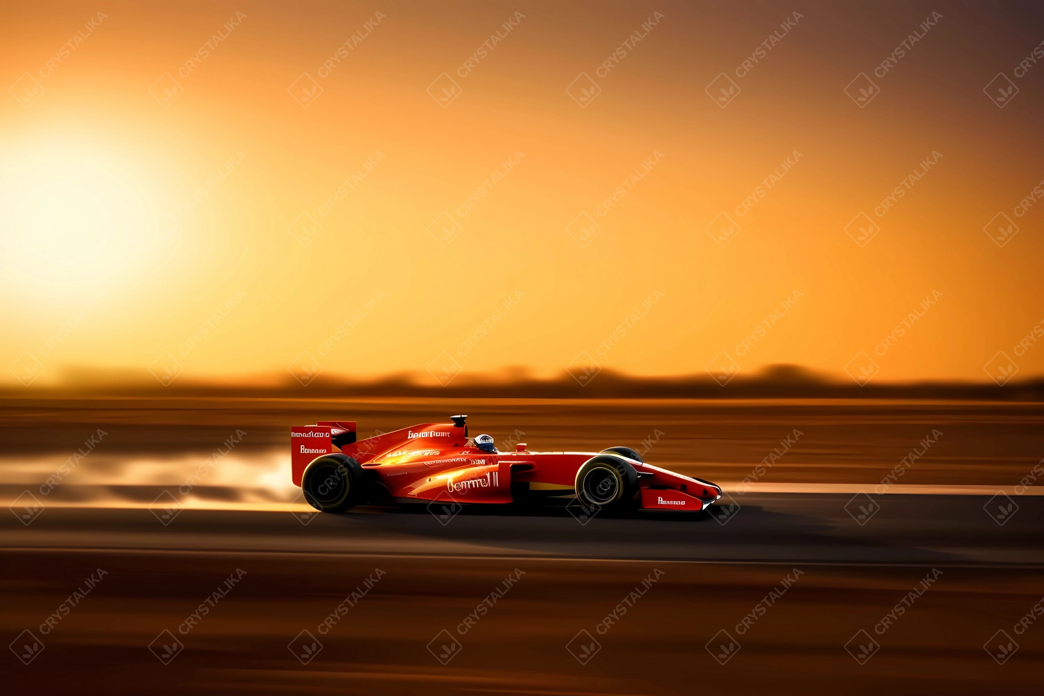 Formula 1 racing in high speed with motion blur