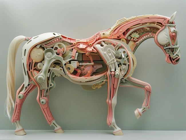 Cross section of mechanical horse