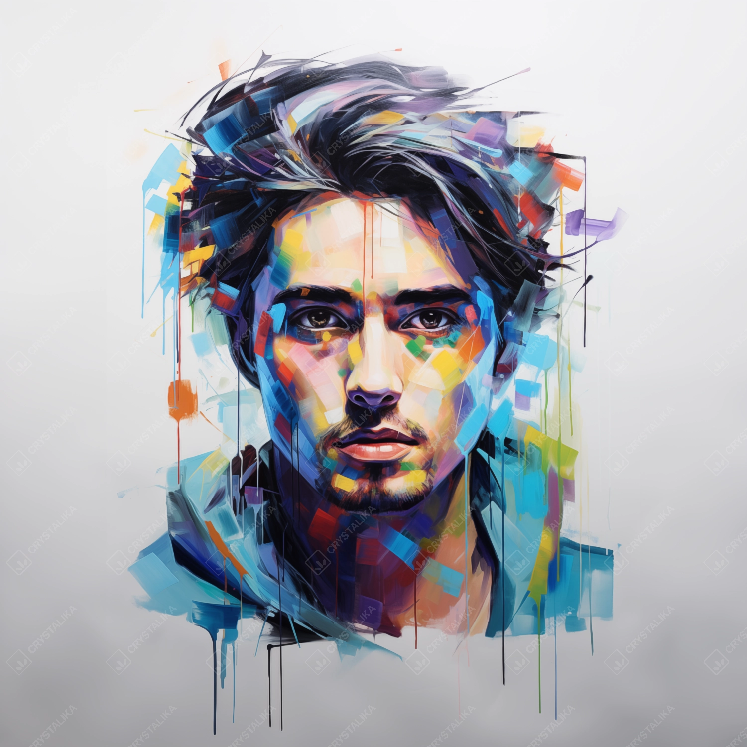 Colorful Abstract Painting of a Young Man