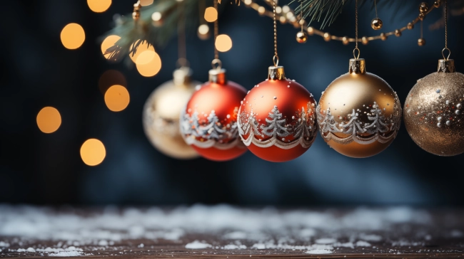 Christmas baubles close-up photo