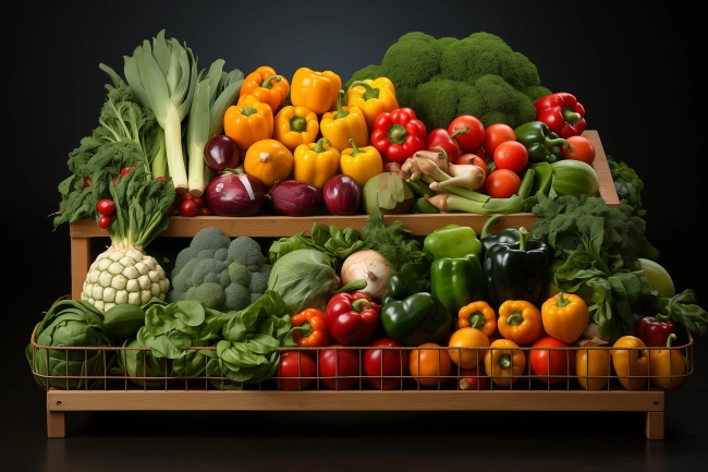 Concept photo of a full cart of vegetables